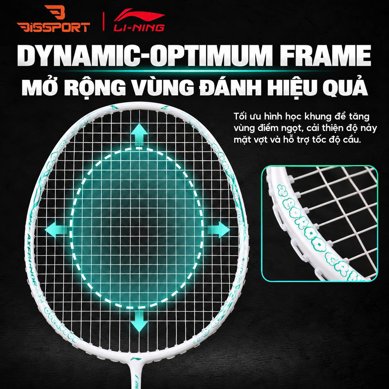 Vợt Cầu Lông Lining Axforce Canon Chính Hãng - Trắng Xanh (P-AYPW043-40V) - Kiểm Soát Chính Xác - Nhẹ - Đánh Mượt Mà